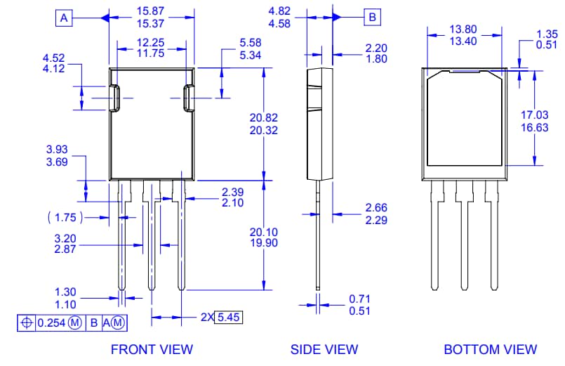 Mechanical Drawing - onsemi FGx40T120SMD Field Stop Trench IGBTs